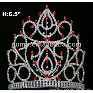 Corona de tiara de piedra roja y clara